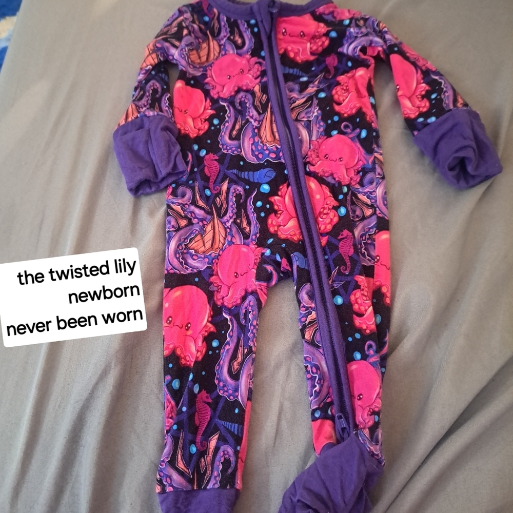 Vibrant Purple and Pink Floral Footie Pajamas